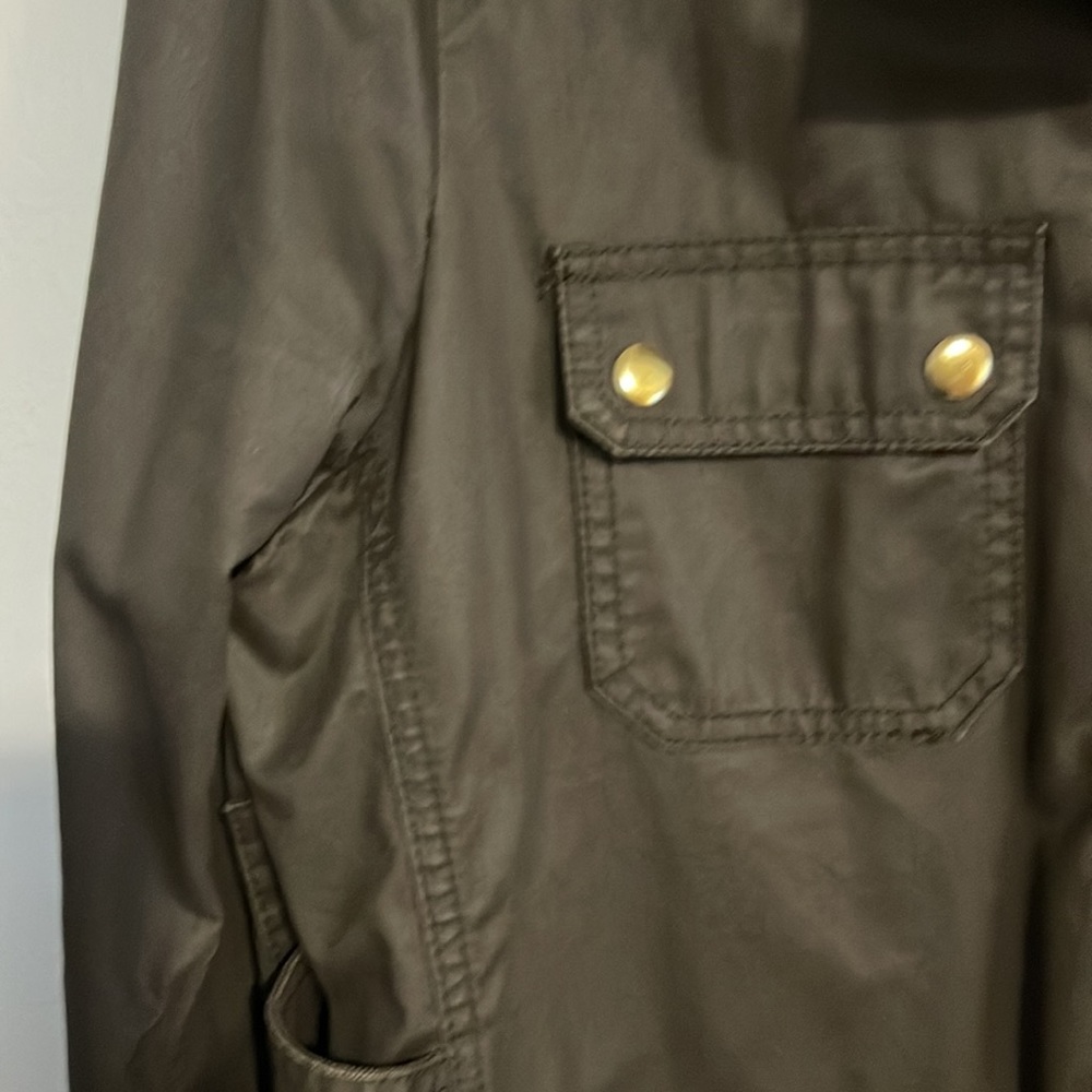 J Crew Field Jacket, XL, olive w/gold snaps & hidden zipper, good used condition - Picture 3 of 16